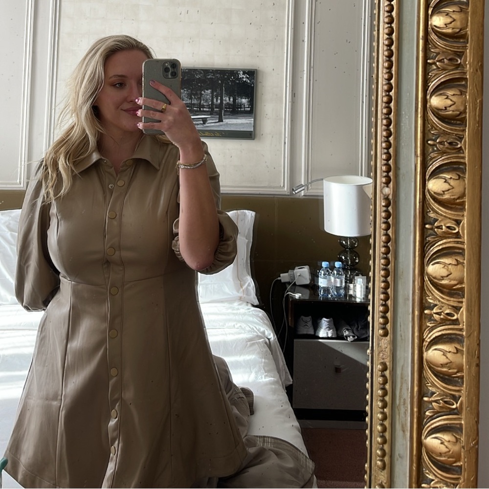 En Saison Taupe Faux Leather Dress